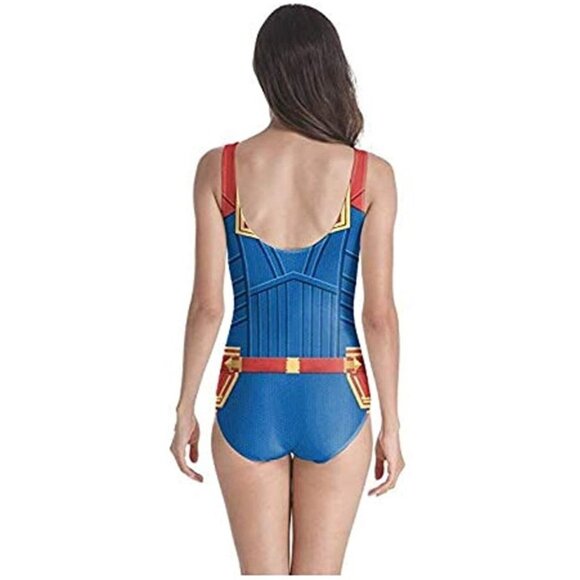 NWT Captain Marvel Superhero Carol Danvers One-Piece Swimsuit XL #79526 - Picture 2 of 4